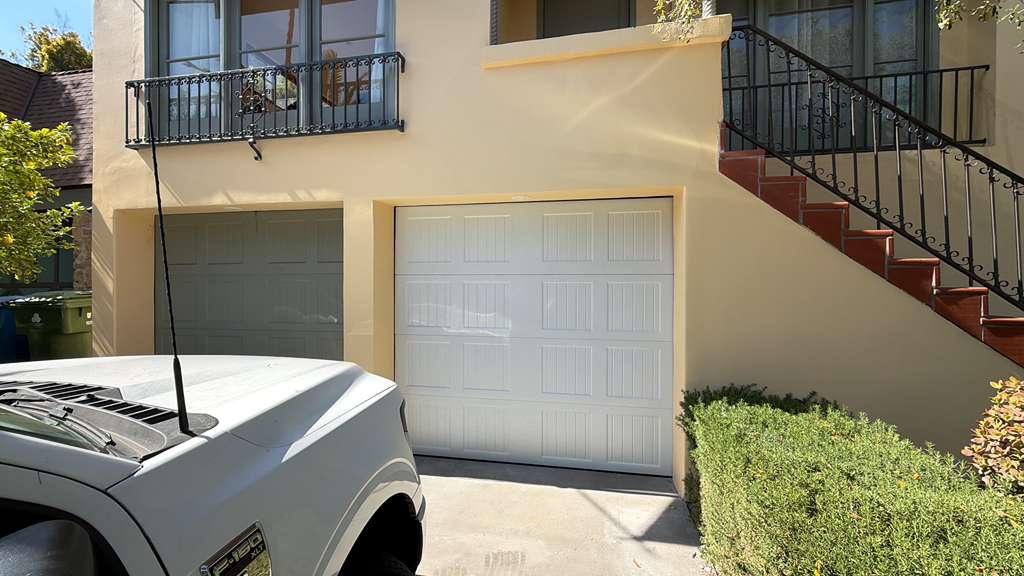 Double car garage with two separate doors installed at Woodland Hills residential home